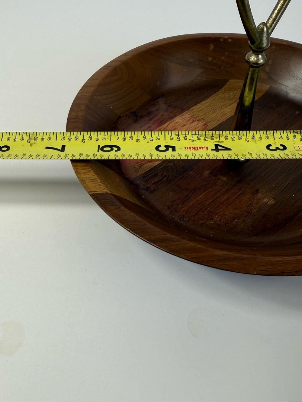 Vintage Solid American Walnut Center Handle Tray | Catchall Nut Dish MCM - Picture 5 of 6